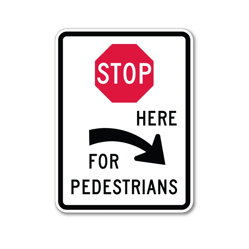 Stop for Pedestrians - Right Arrow Square Sign