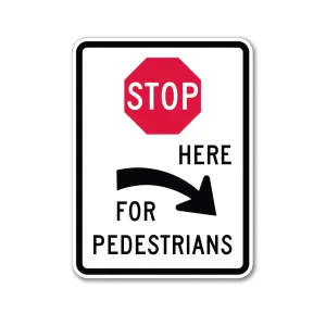 Stop for Pedestrians - Right Arrow Square Sign