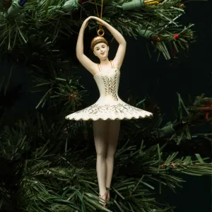 SUGAR PLUM ORNAMENT, GOLD & WHITE