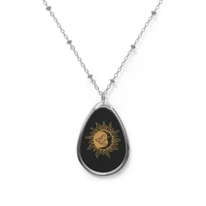 Sun and moon Oval Necklace