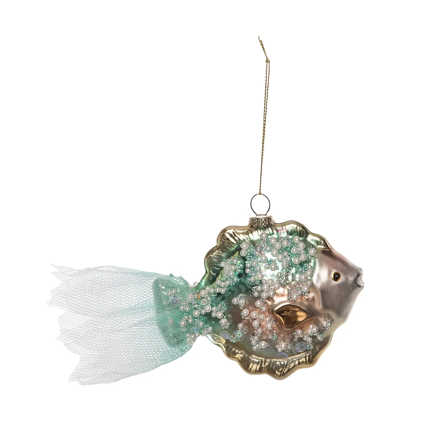 Teal & Salmon Fish Ornament