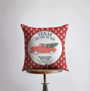 Texas Christmas Tree Farm | Red Christmas Truck | Pillow Cover | Christmas Decor | Throw Pillow | Home Decor | Rustic Christmas Decor