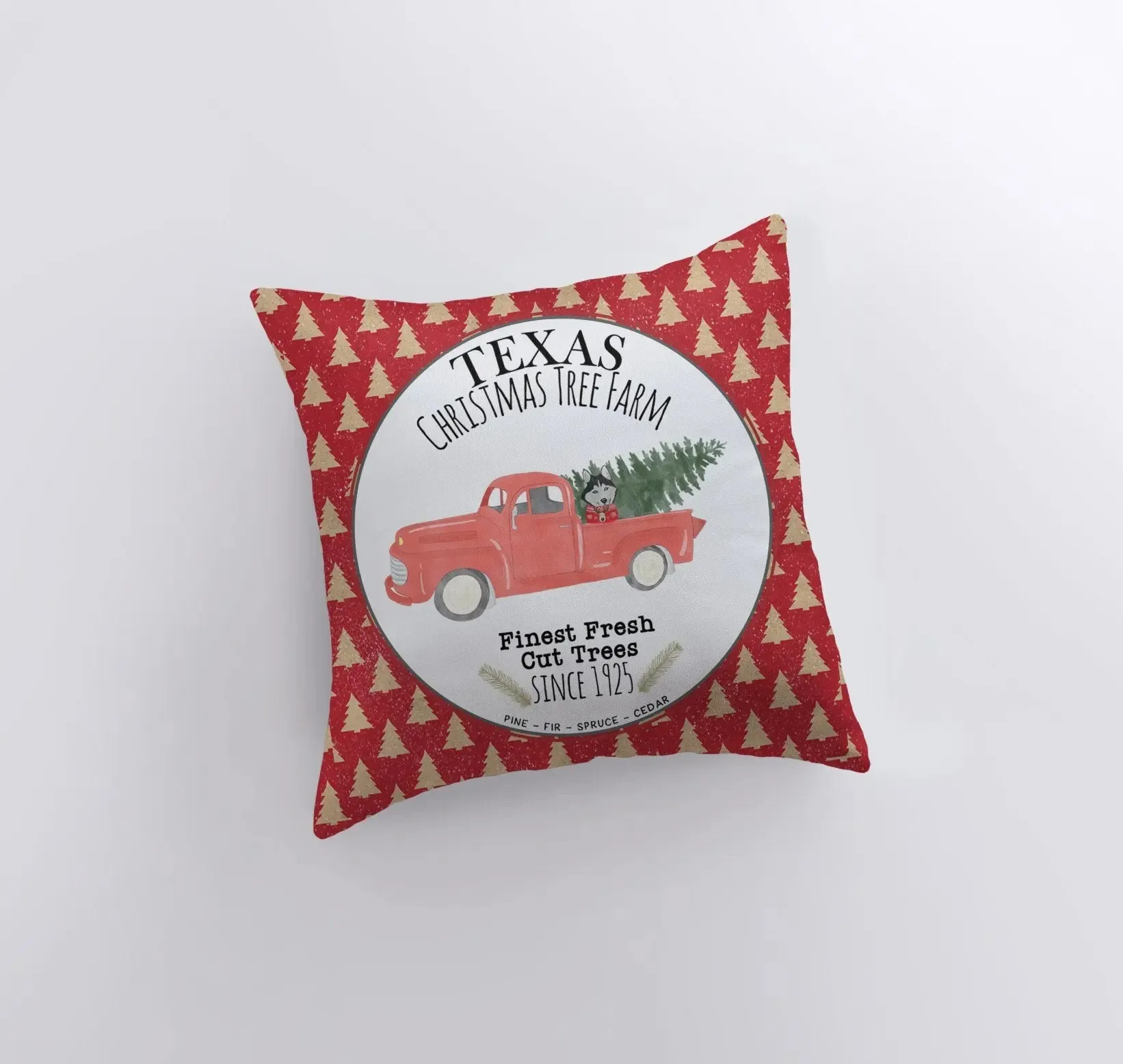 Texas Christmas Tree Farm | Red Christmas Truck | Pillow Cover | Christmas Decor | Throw Pillow | Home Decor | Rustic Christmas Decor