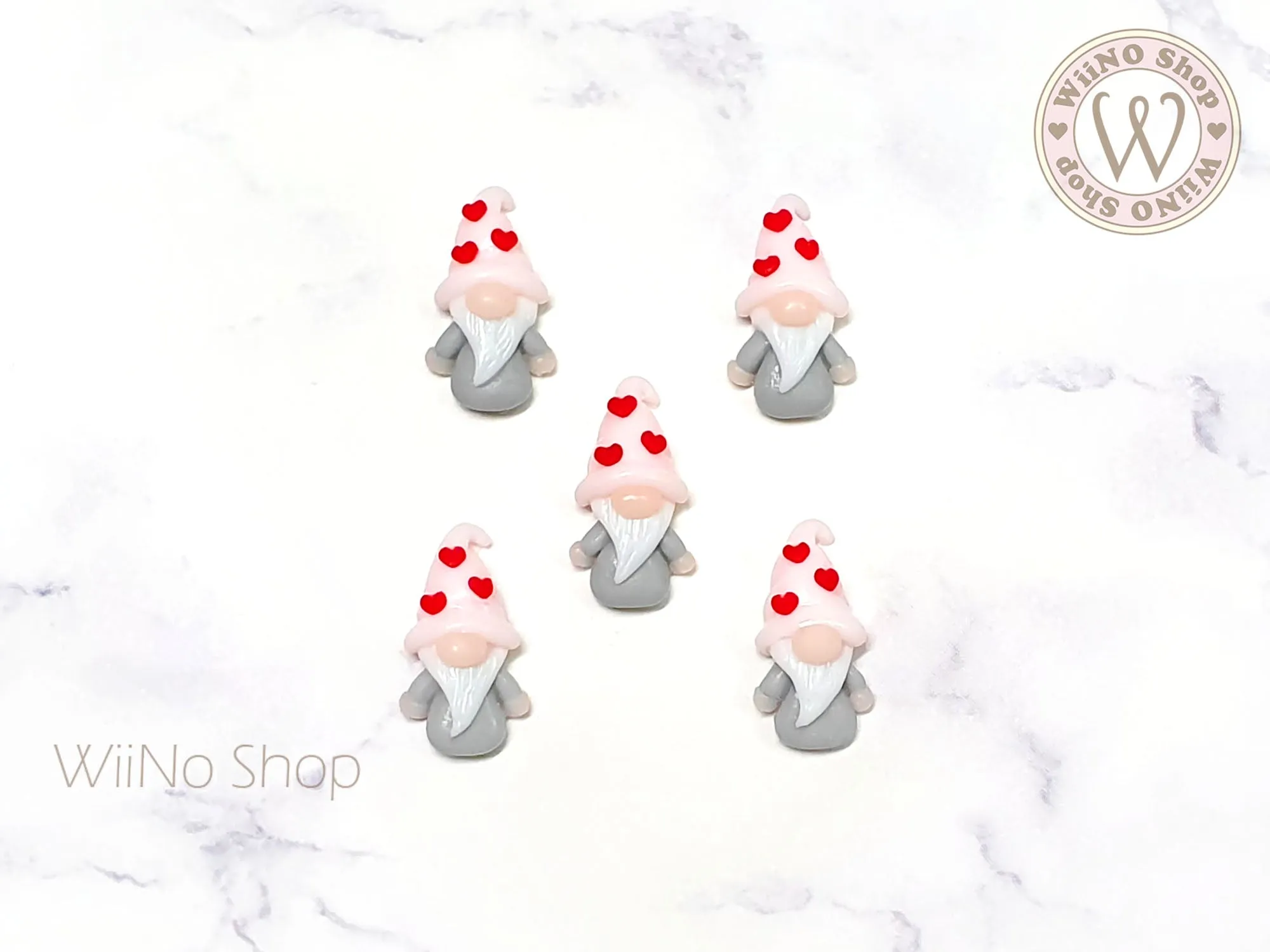 Valentine Gnome 3D Handmade Nail Art Charm - 2 pcs