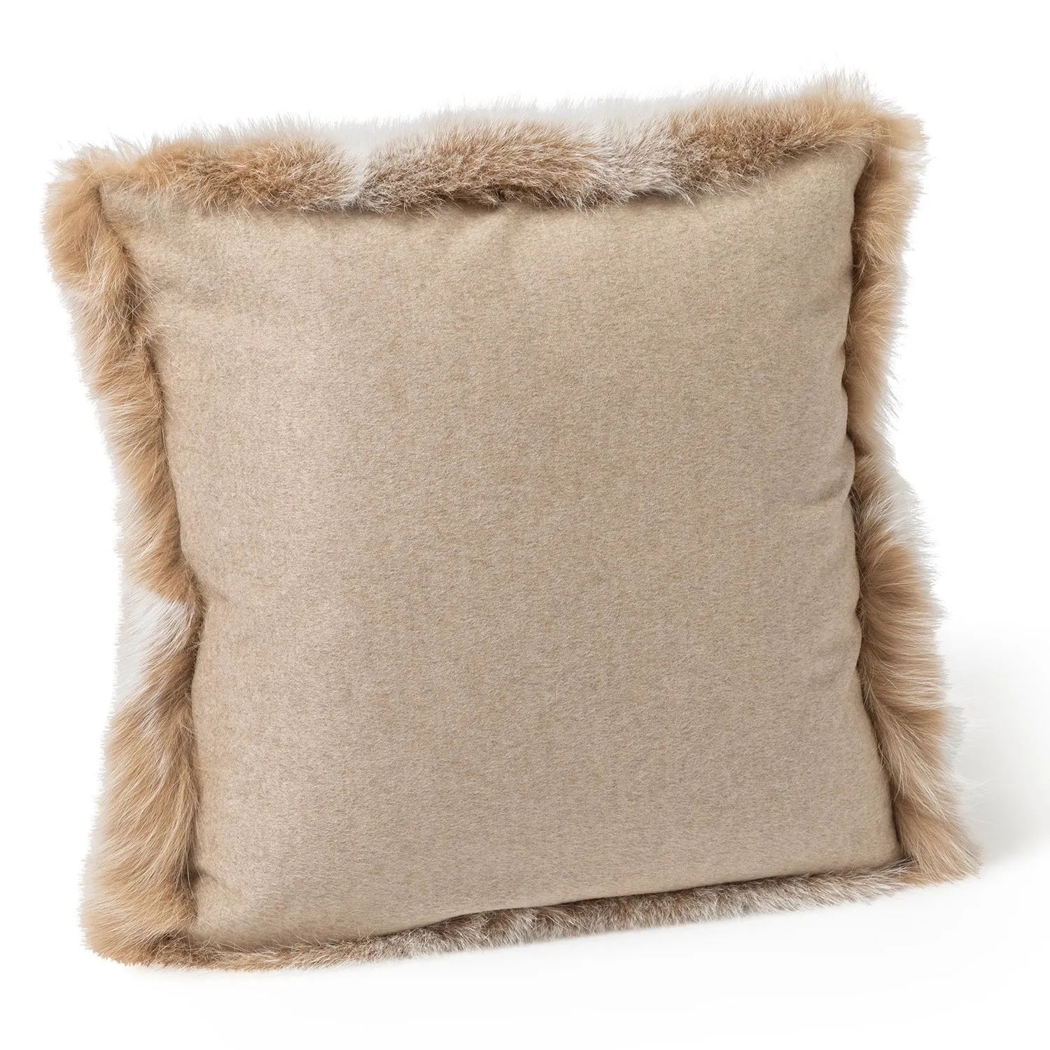 Volpe Dyed Finland Fur and Cashmere Pillow- Stone