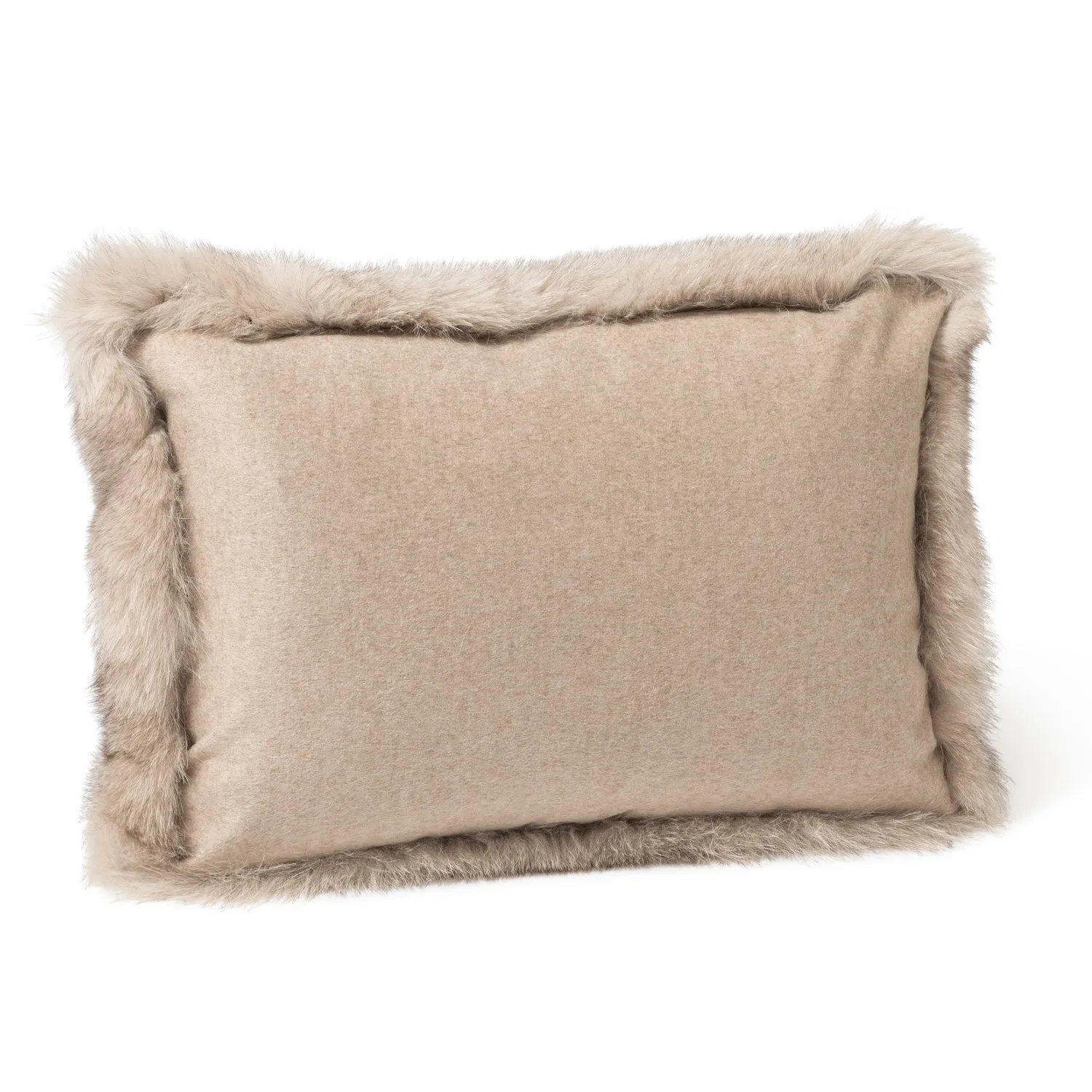 Volpe Dyed Finland Fur and Cashmere Pillow- Stone