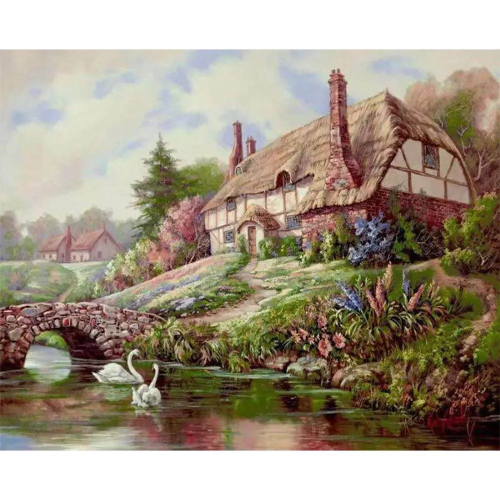 Watercolor Cabin Posters - Paint by Numbers 40x50cm