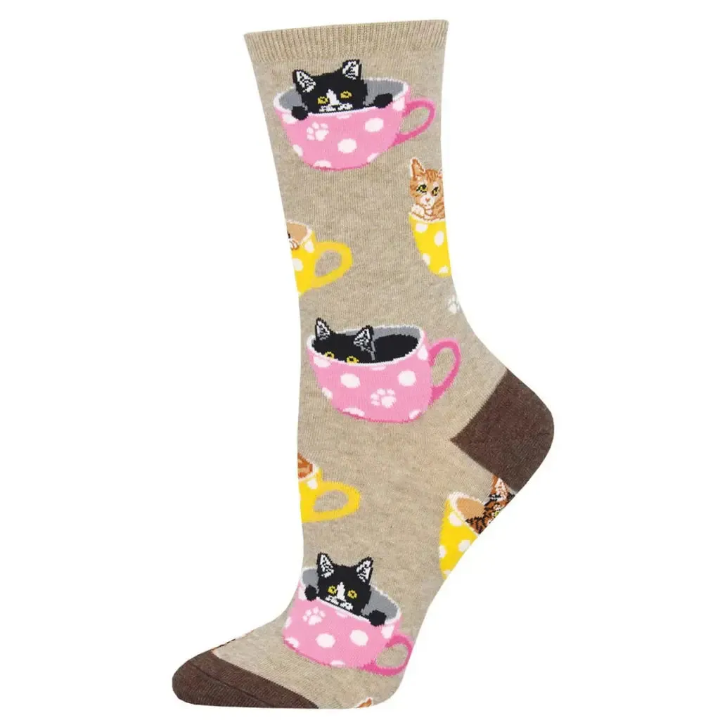 Women's SockSmith Cat-Feinated Socks  Kittens & Caffeine in Style