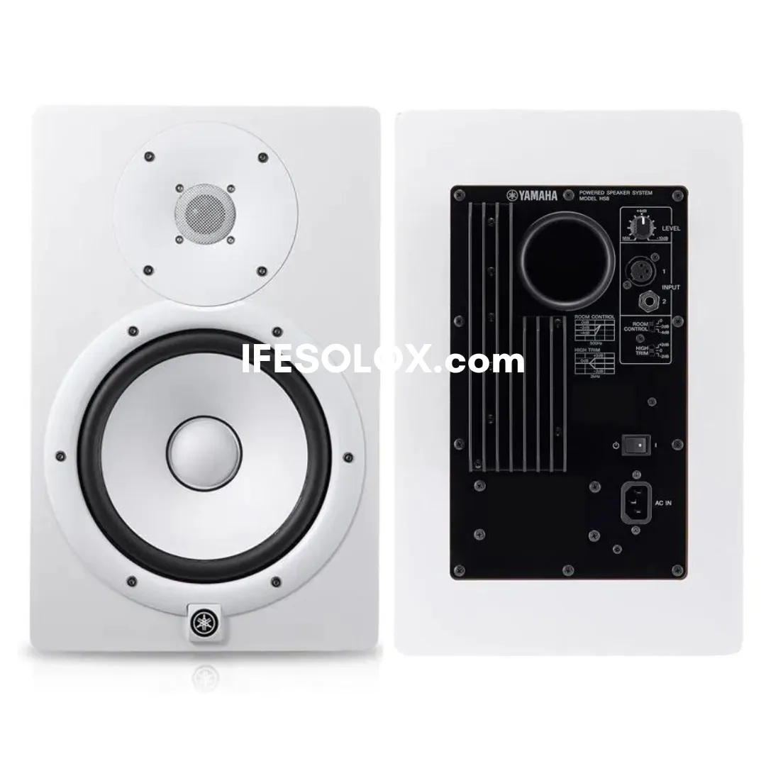 Yamaha HS8 Dual (2-Way) 8" Bass Reflex Bi-amplified Near Field Active Studio Monitors (White) - Brand New